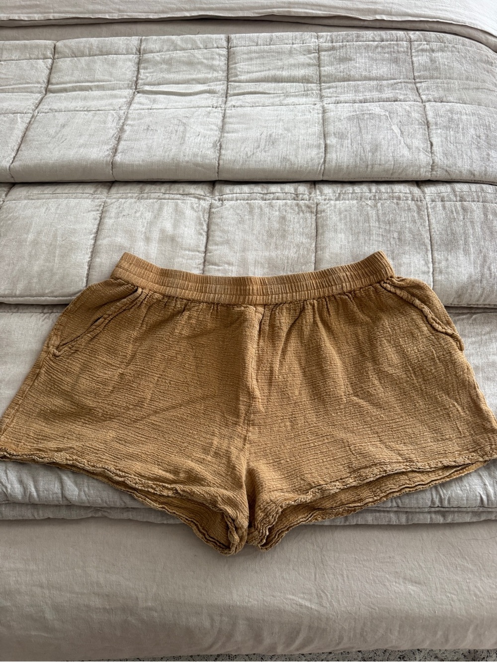 Zara Textured Pull-On Shorts in Mustard Yellow